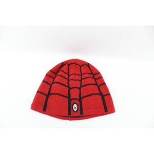 Y2K Spyder Classic Logo Spiderman Knit Winter Beanie Hat Cap Red/Black Web